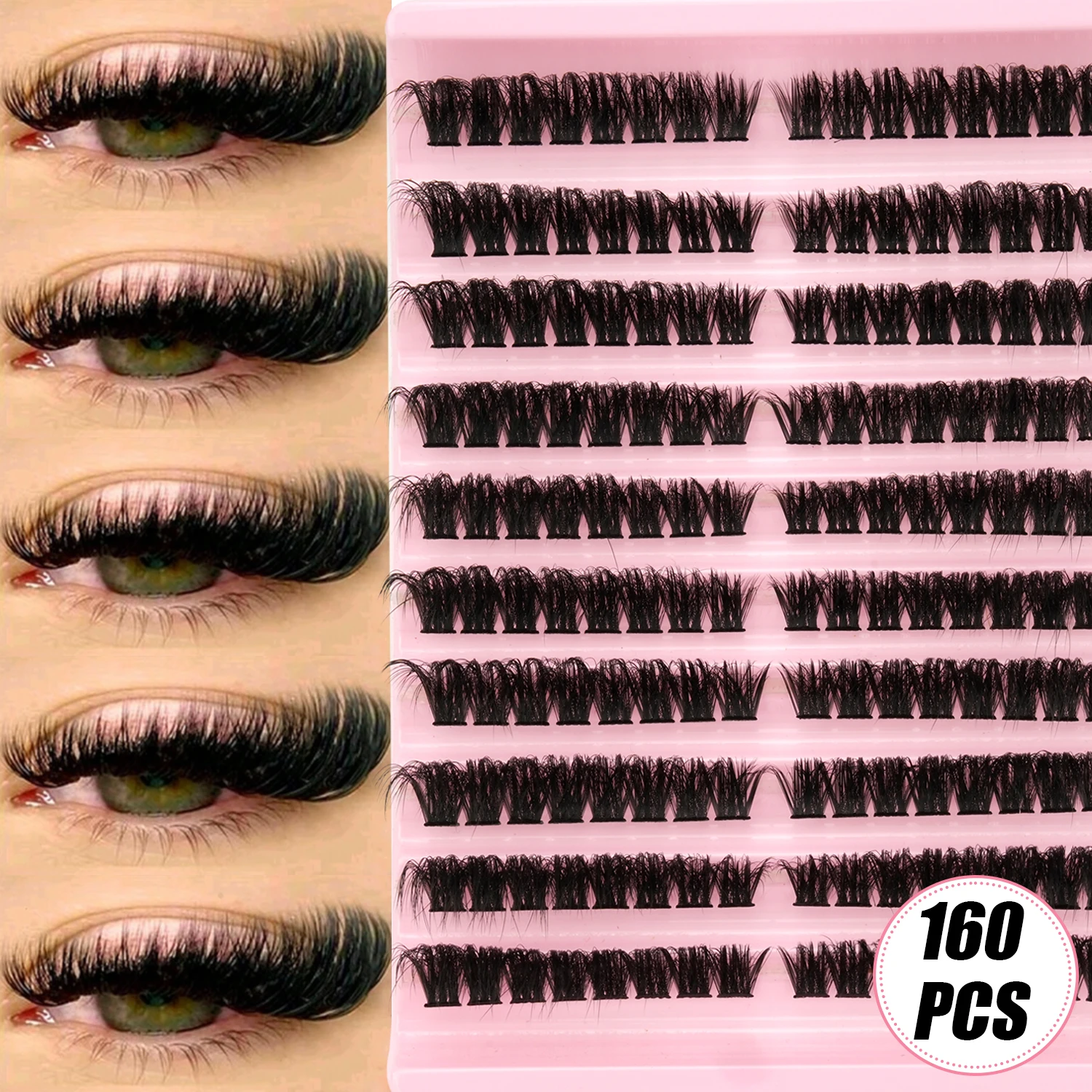 160 PCS Russian Cluster Lashes - Eyelash Extension Russian review and price